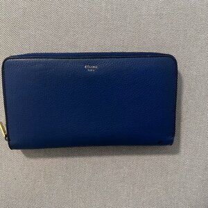 Celine Blue Pebble leather Long Zippy Wallet